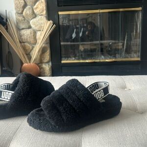 UGG Black Slip On Strapped Back Slippers Size 7